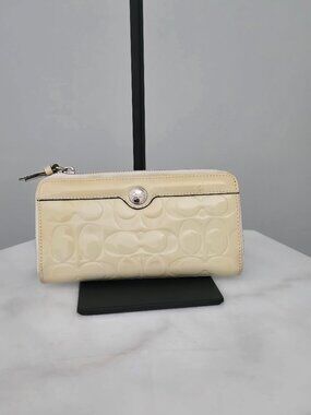 Coach Payton Embossed Patent Leather Accordion Zip Wallet